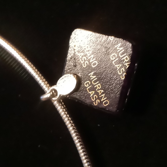 Murano glass pendant collar necklace 18 inches long Snake chain plunger clasp - Picture 5 of 7